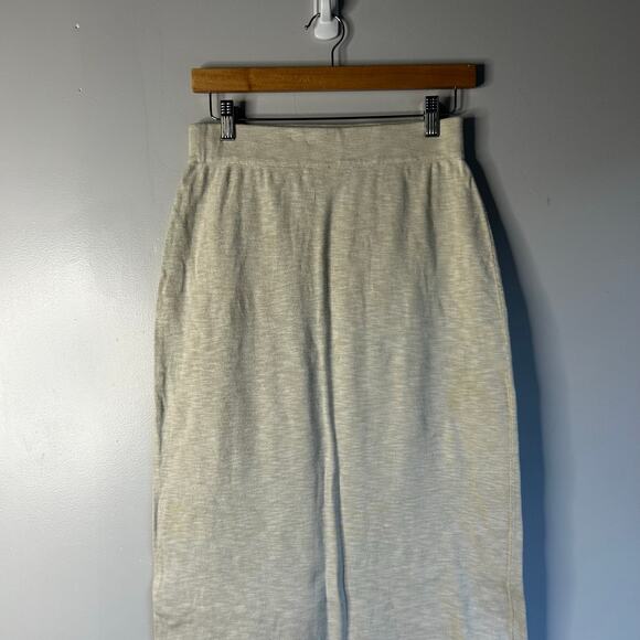 Peruvian Connection Cotton Knit Midi Skirt Women's Small Cream Side Slit - Picture 4 of 8